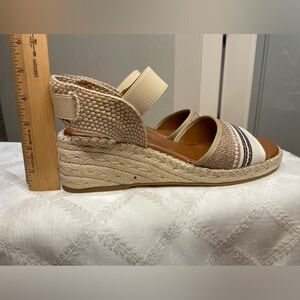 Zodiac Beige and Brown Espadrille Wedge Sandals